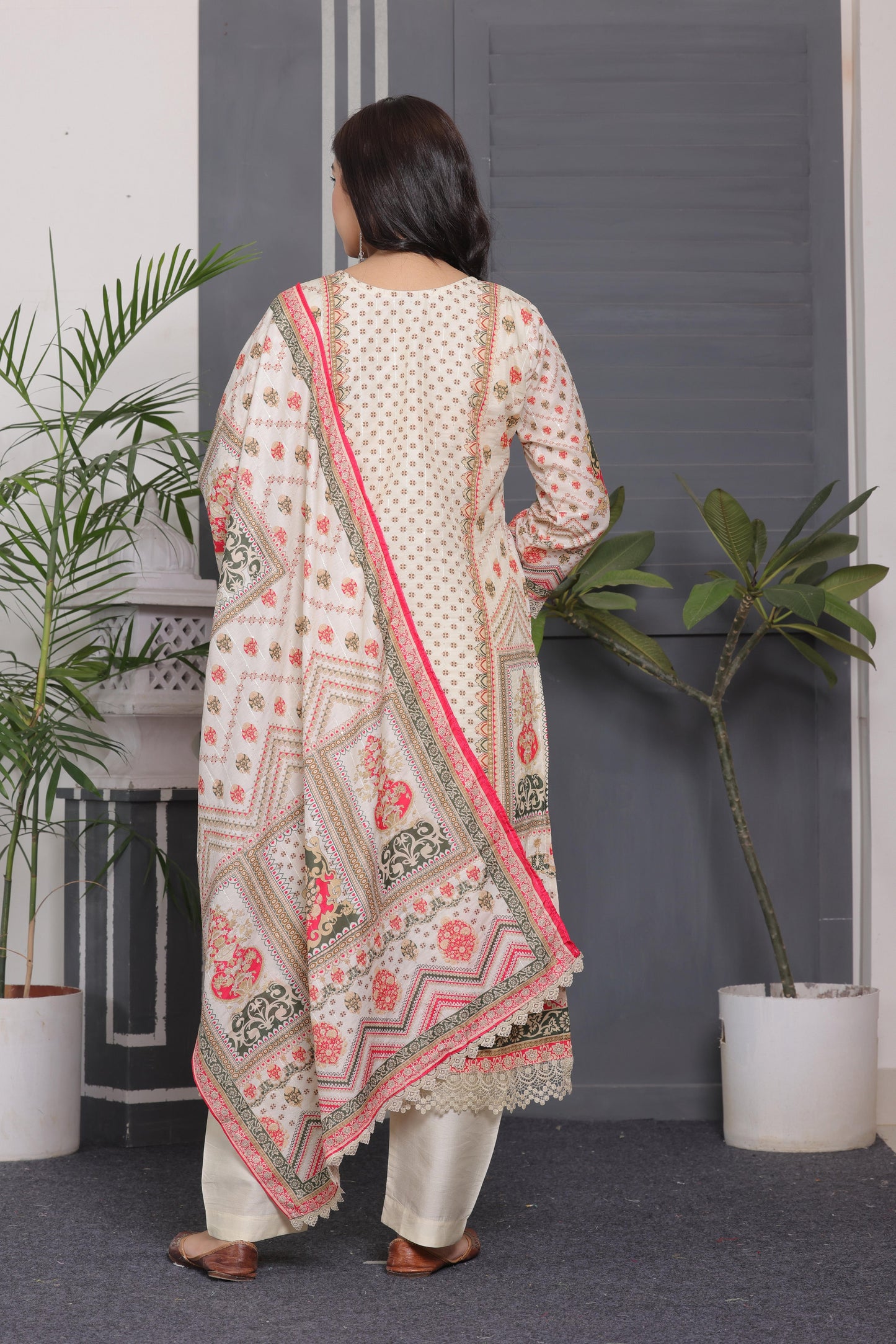 Muslin Silk Pakistani Suit with Sequins & Embroidery Work