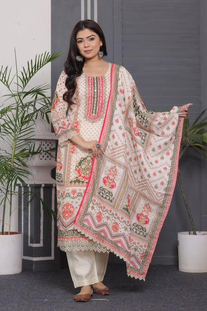 Muslin Silk Pakistani Suit with Sequins & Embroidery Work