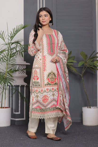 Muslin Silk Pakistani Suit with Sequins & Embroidery Work