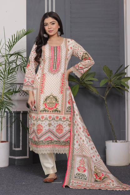 Muslin Silk Pakistani Suit with Sequins & Embroidery Work