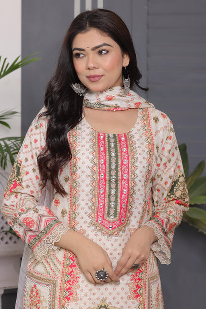 Muslin Silk Pakistani Suit with Sequins & Embroidery Work