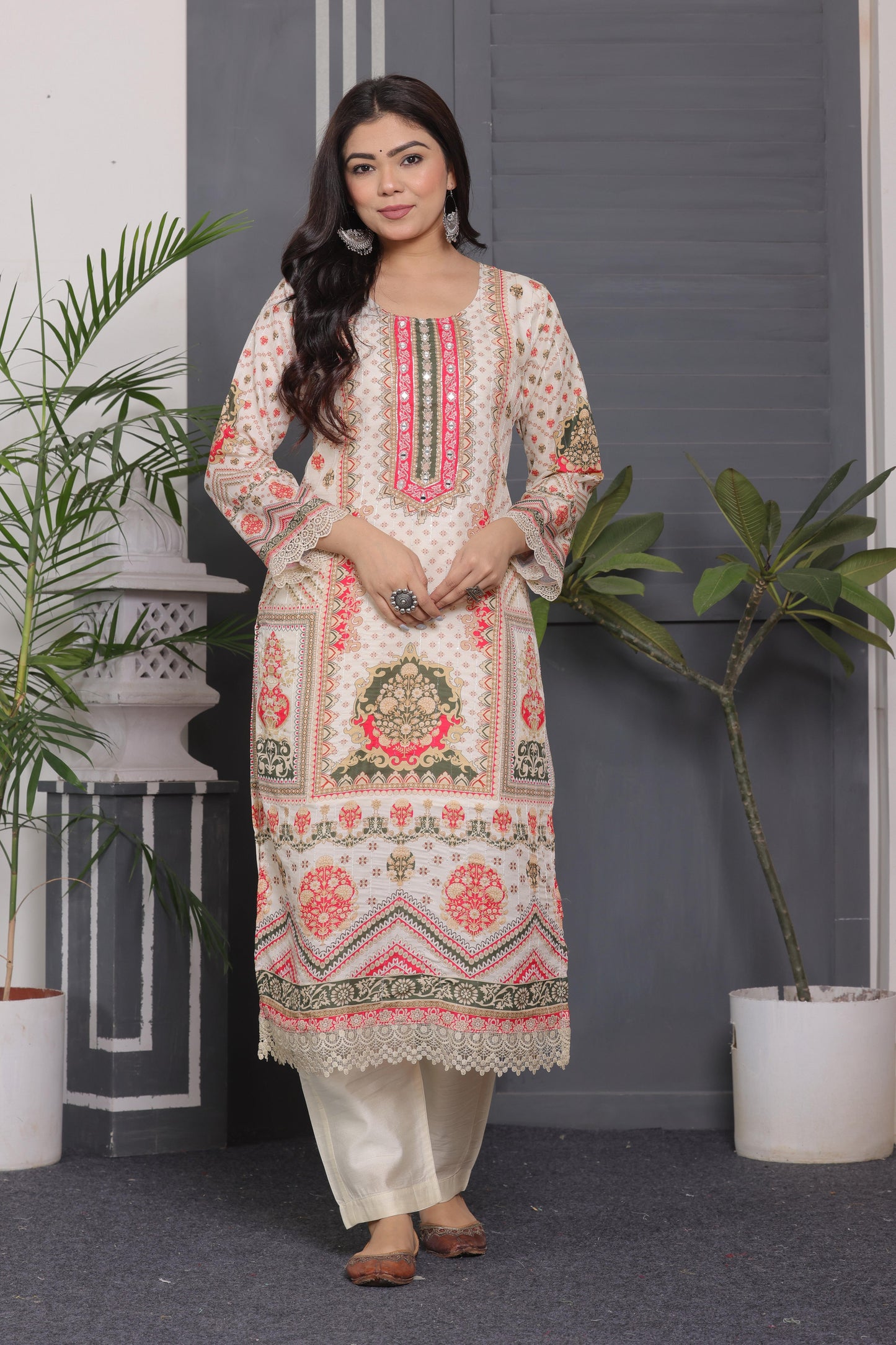 Muslin Silk Pakistani Suit with Sequins & Embroidery Work