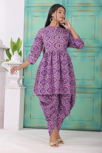 Elegant Heavy Rayon Kurti with Tulip Dhoti