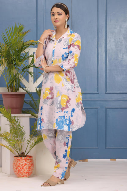 Stylish Digital Printed Rayon Coord Set with Umbrella Cut Kurti