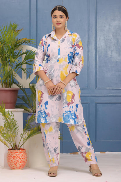 Stylish Digital Printed Rayon Coord Set with Umbrella Cut Kurti