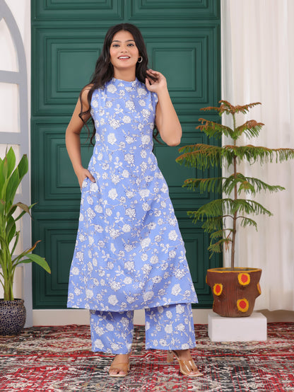 Printed Cotton Straight Kurta Set