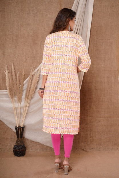 Women Printed Cotton Blend Single Straight Kurta