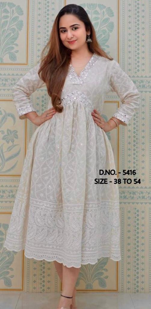 Pure Chicken Fabric Single Kurta With Embroidery Work.