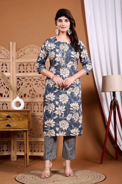 Surat Heavy Rayon Kurti Set with Digital Printed Dupatta