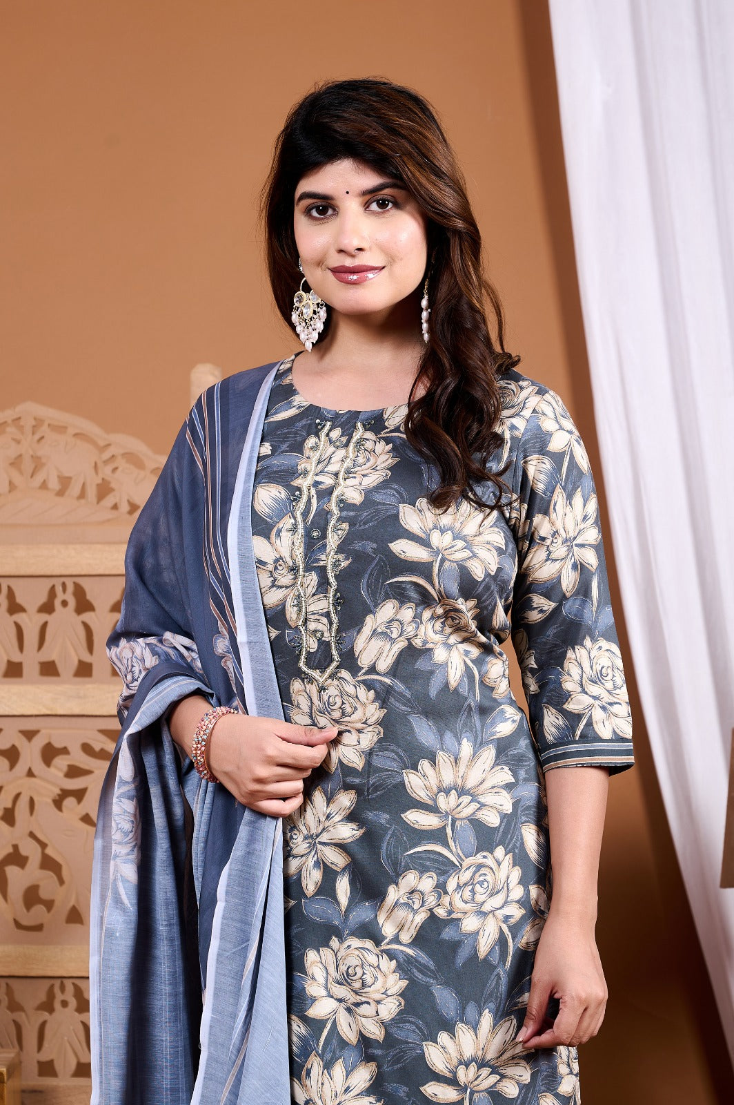 Surat Heavy Rayon Kurti Set with Digital Printed Dupatta