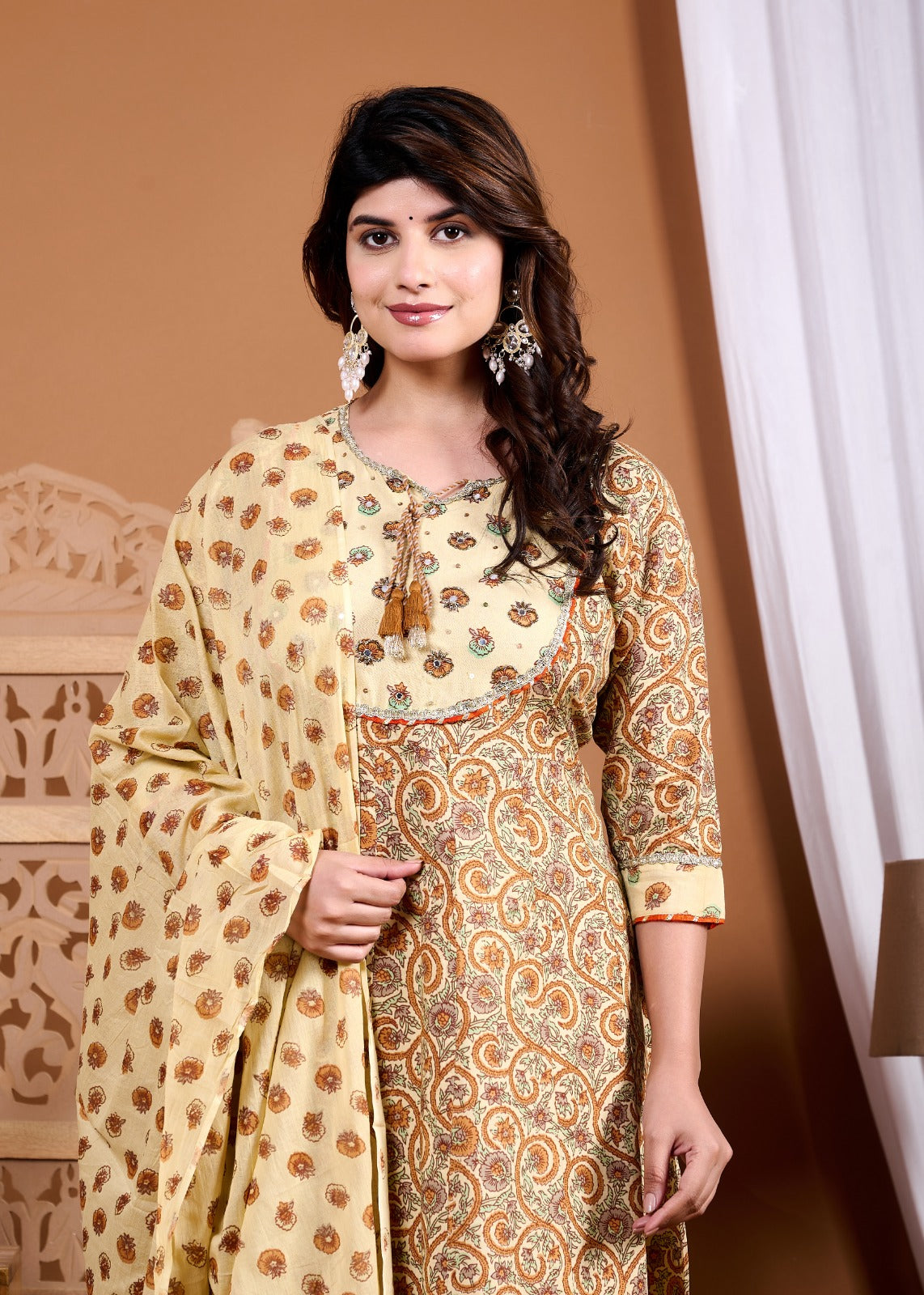 Elegant Rayon Kurti Set with Malmal Dupatta