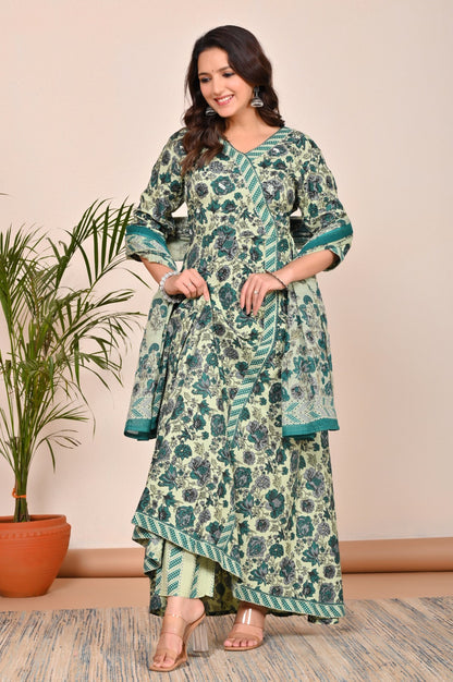 Graceful Rayon Kurti Set with Malmal Dupatta