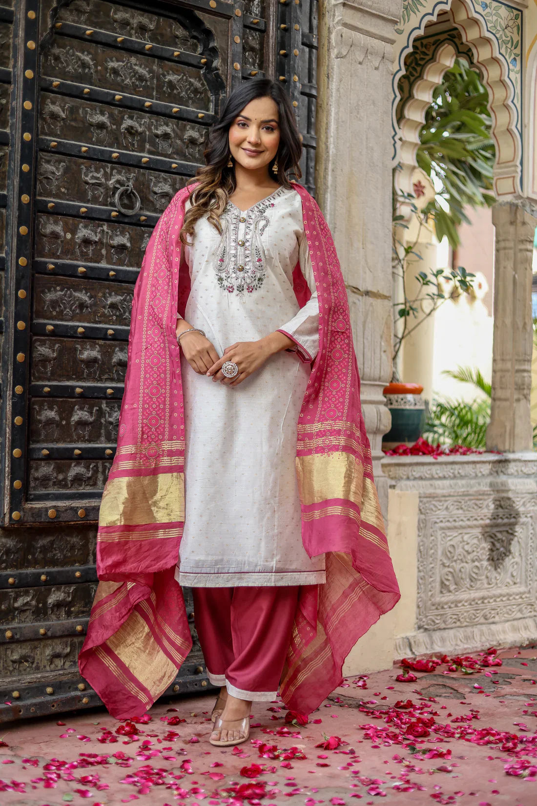 Elegant Pure Muslin Silk Kurti Set