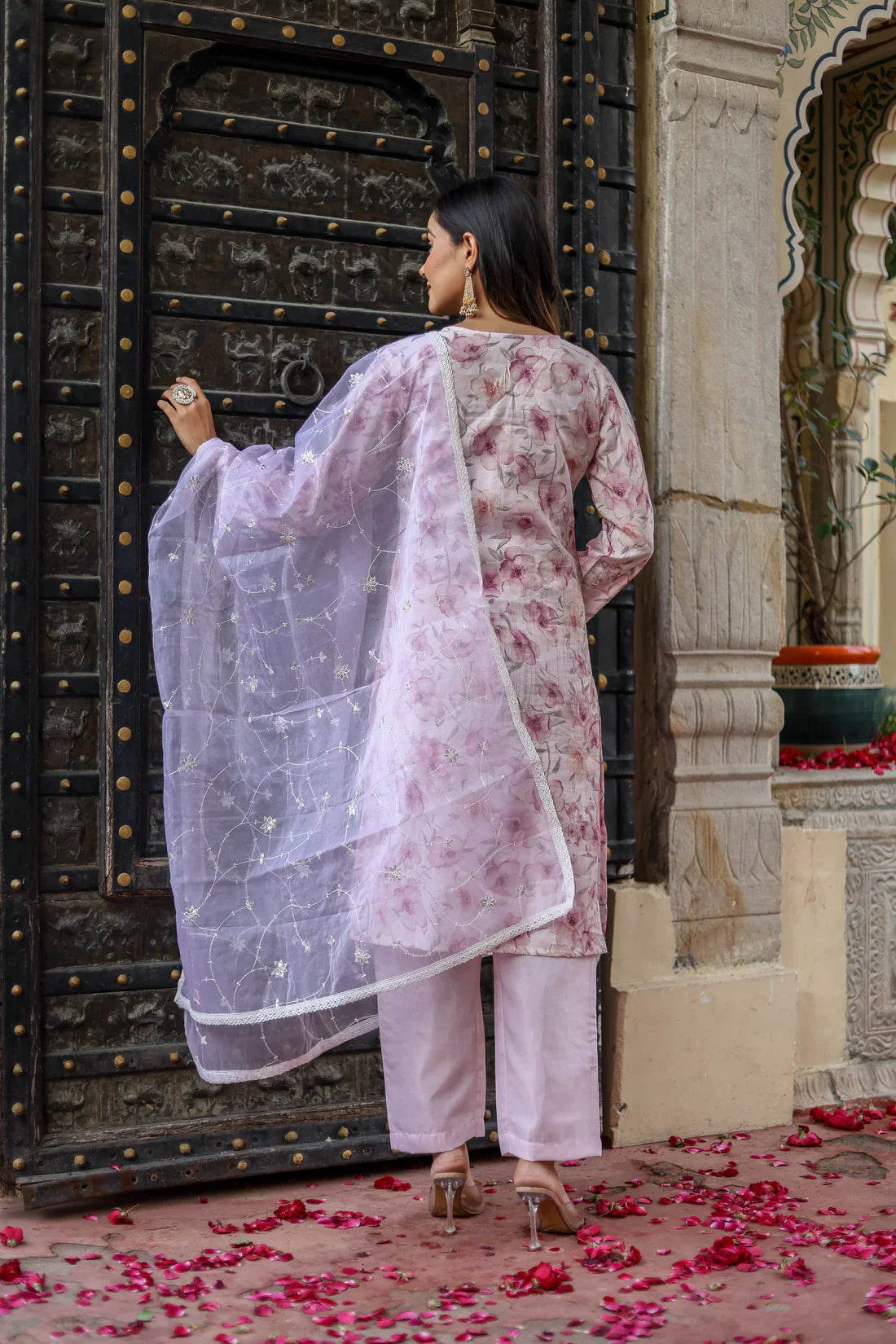 Elegant Roman Silk Kurti, Pant & Dupatta Set – New Launch