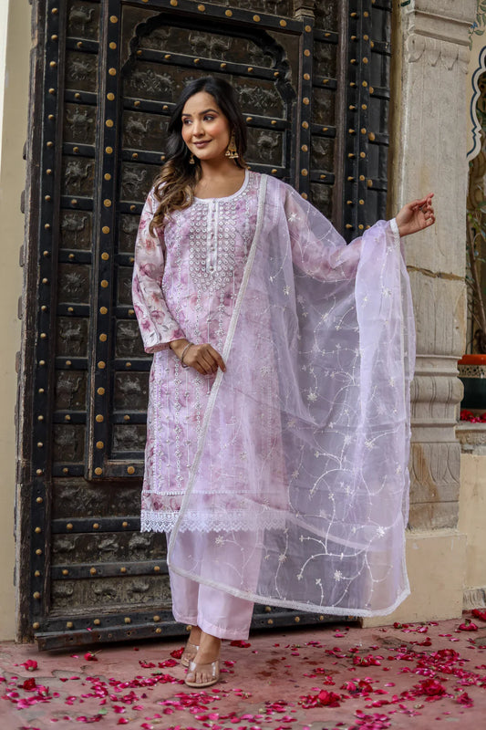 Elegant Roman Silk Kurti, Pant & Dupatta Set – New Launch