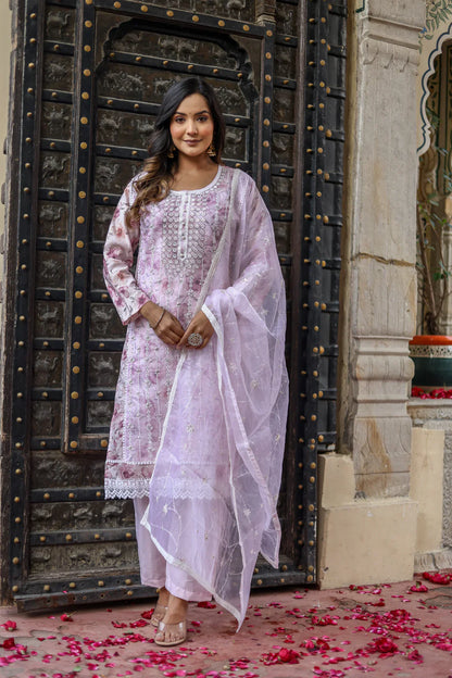 Elegant Roman Silk Kurti, Pant & Dupatta Set – New Launch