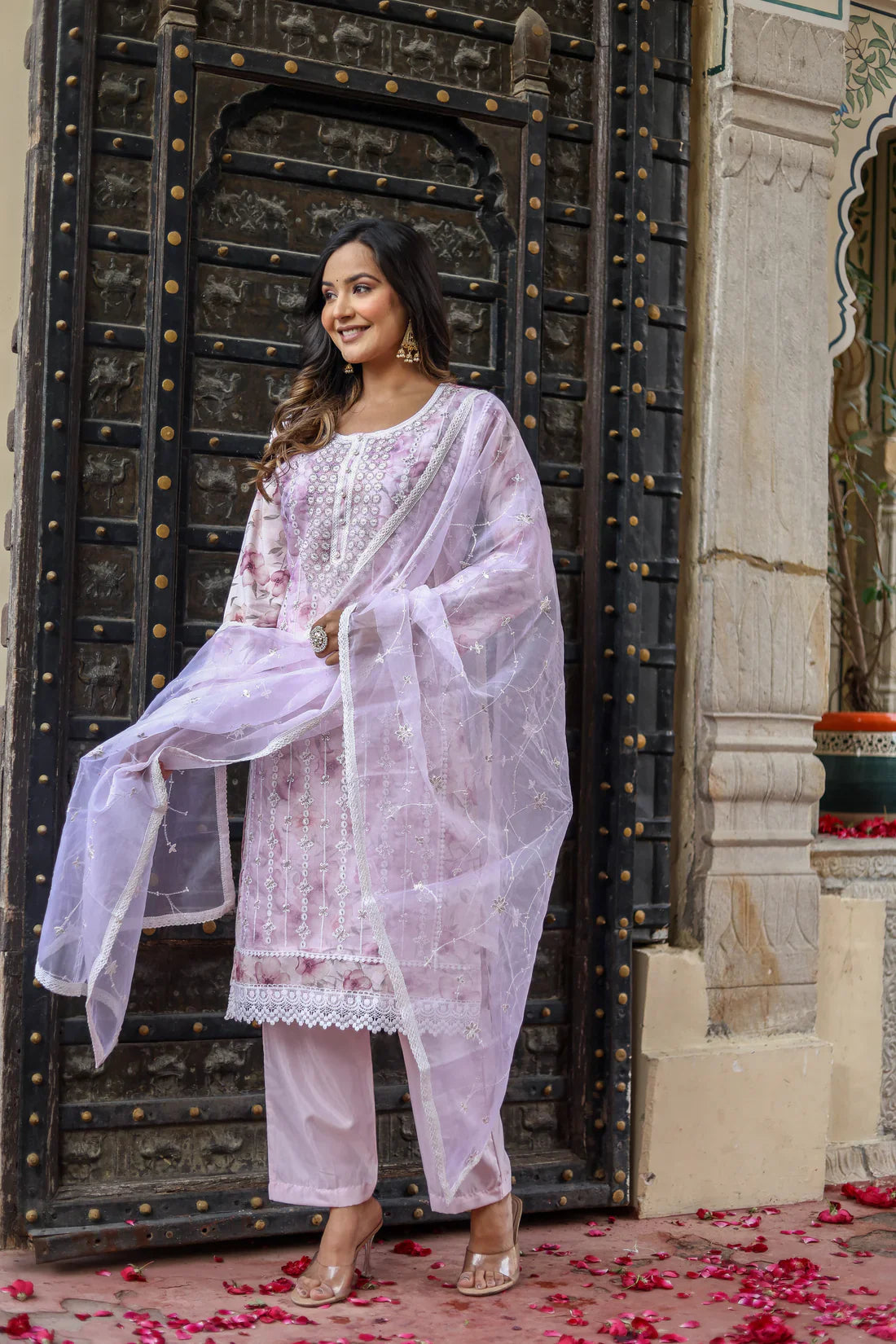 Elegant Roman Silk Kurti, Pant & Dupatta Set – New Launch