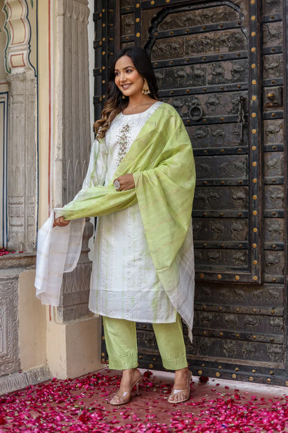 Heavy Chanderi Tie-Dye Kurti Set