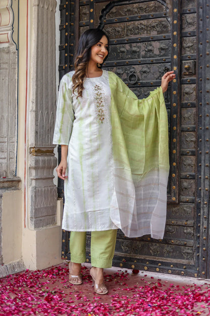 Heavy Chanderi Tie-Dye Kurti Set