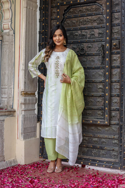 Heavy Chanderi Tie-Dye Kurti Set