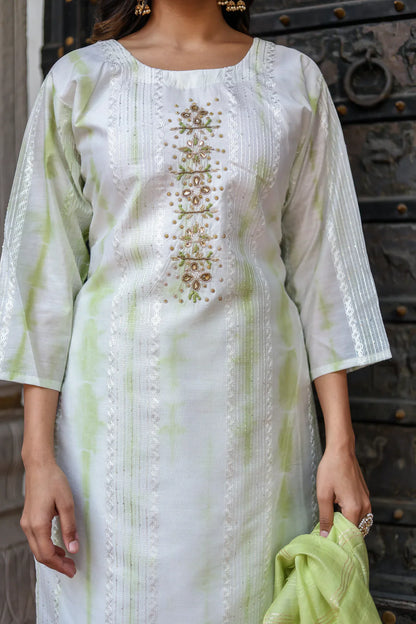 Heavy Chanderi Tie-Dye Kurti Set