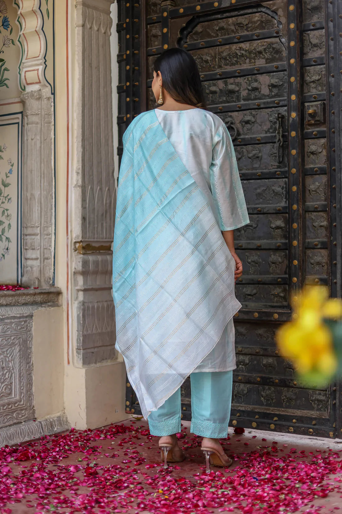 Heavy Chanderi Tie-Dye Kurti Set