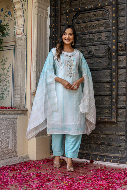 Heavy Chanderi Tie-Dye Kurti Set