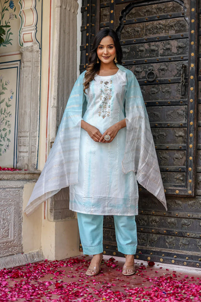 Heavy Chanderi Tie-Dye Kurti Set