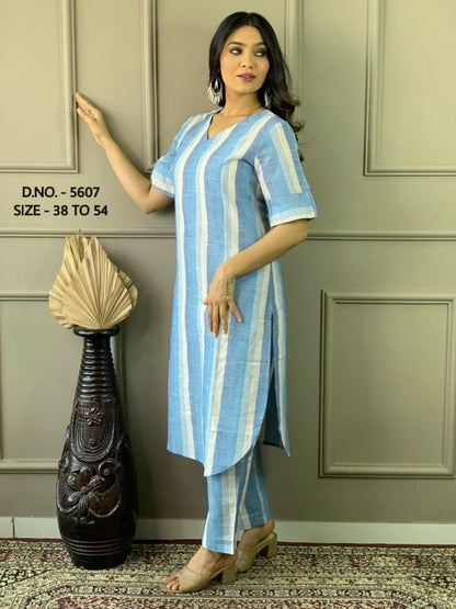 New Beautiful Pure Cotton Flex Fabric Kurta And Pant Set.