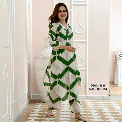 Heavy Rayon Digital print Fabric Kurta With Pant Coordset