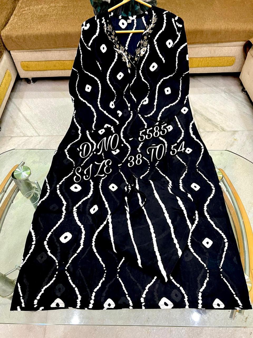 Heavy Rayon Digital Printed Flared Long Kurta With pant