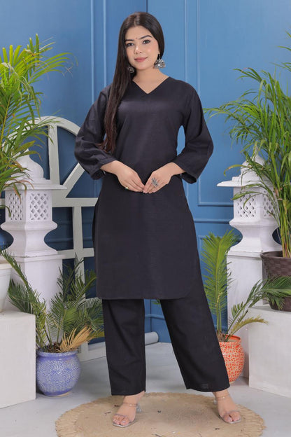 Pure Cotton Slub Fabric Kurta And Pant Set.