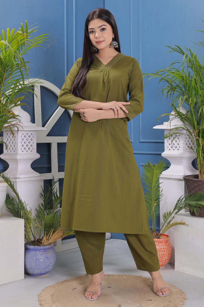 Pure Cotton Flex Kurta And Pant Set.