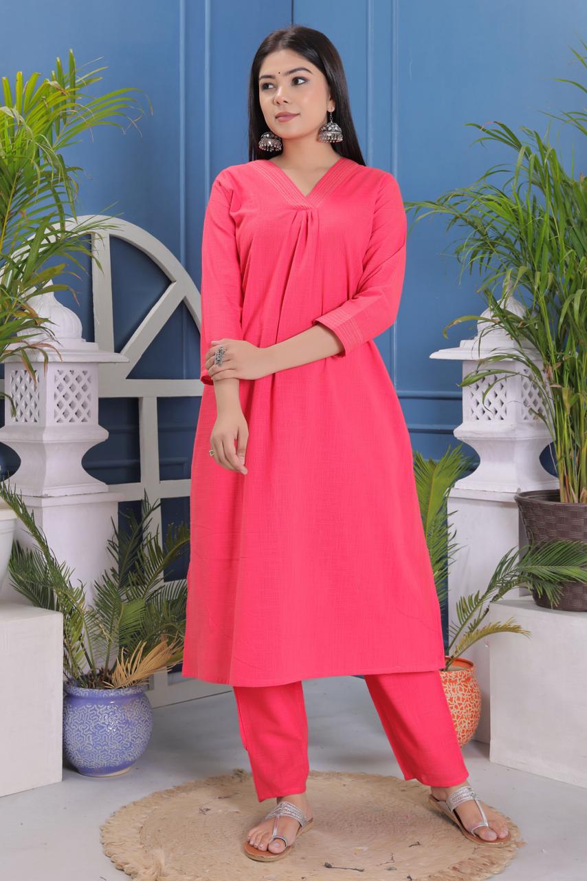 Pure Cotton Flex Kurta And Pant Set.