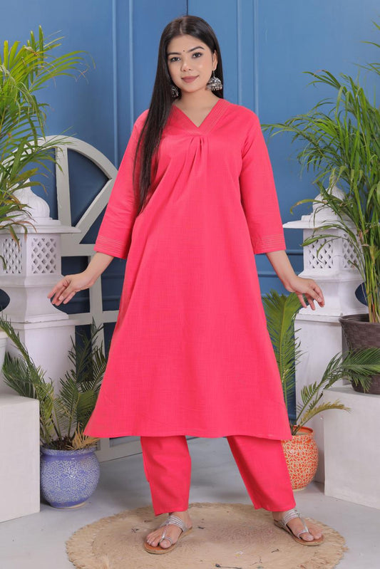 Pure Cotton Flex Kurta And Pant Set.