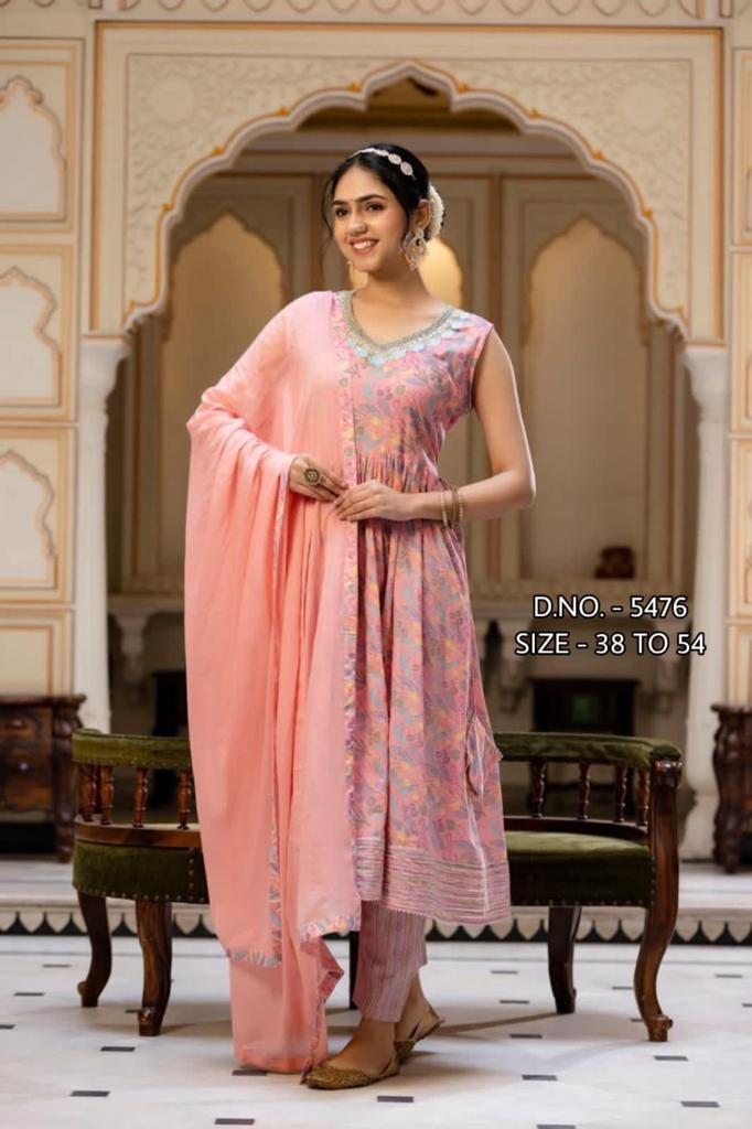 New Beautiful Pure Cotton Cambric Fabric Kurta, Pant And Dupatta Set.