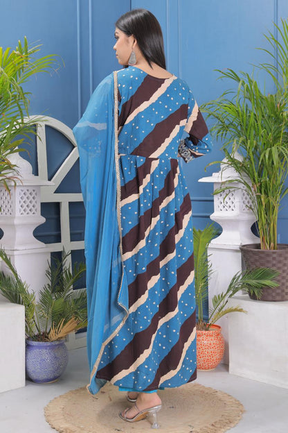 Pure Rayon Fabric Alia Cut Pattern Kurta And Pant Set.