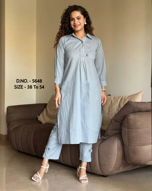 Heavy Rayon A-Line Kurti with Katha Work and Stylish Pants