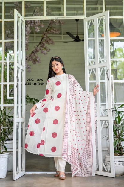 Chic Printed Mulmul Double Layered Kurti Set with Handcrafted Adda Work