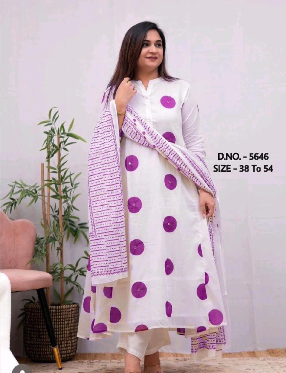 Chic Printed Mulmul Double Layered Kurti Set with Handcrafted Adda Work