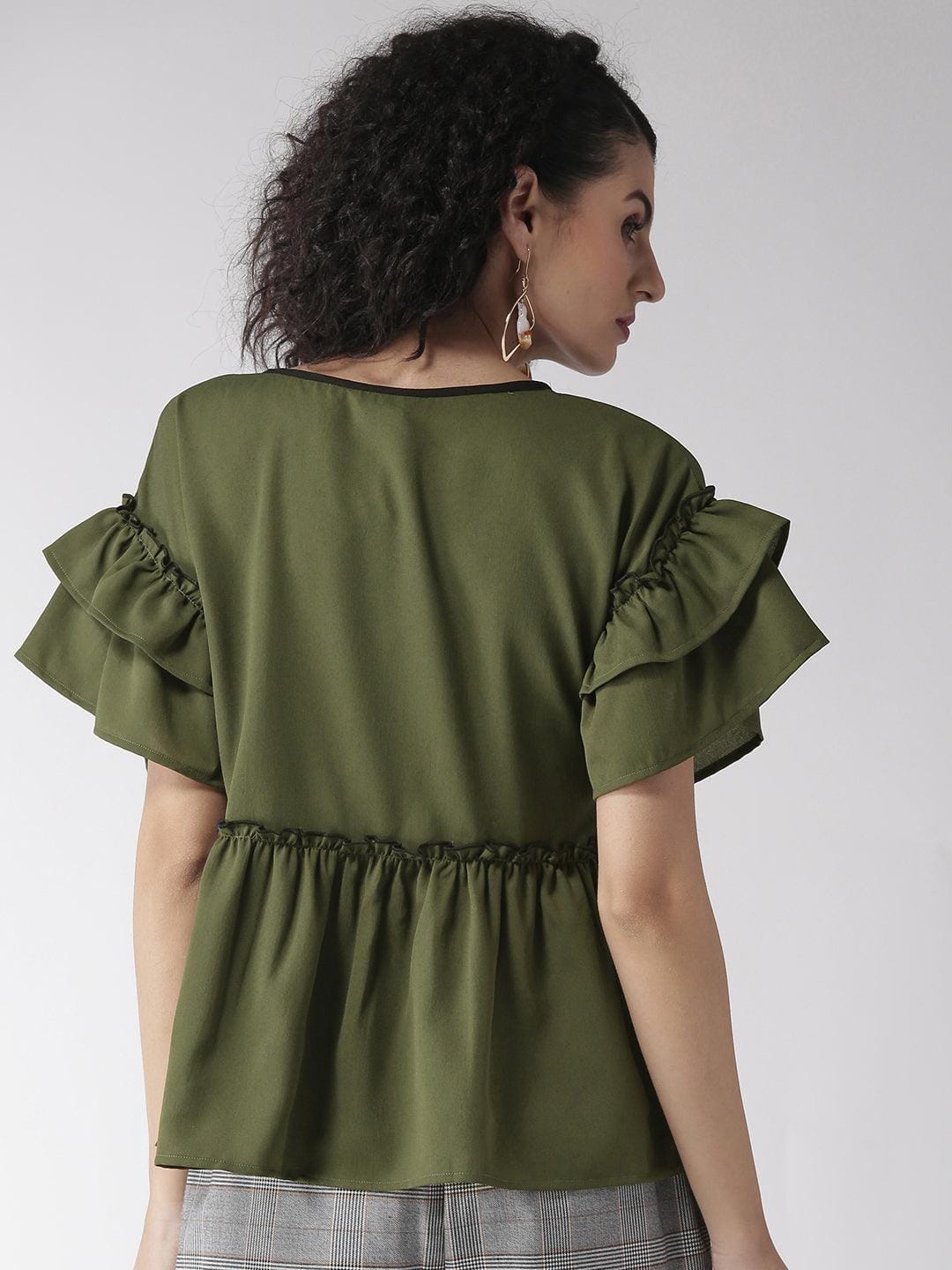 Style Quotient Olive Green A-Line Top