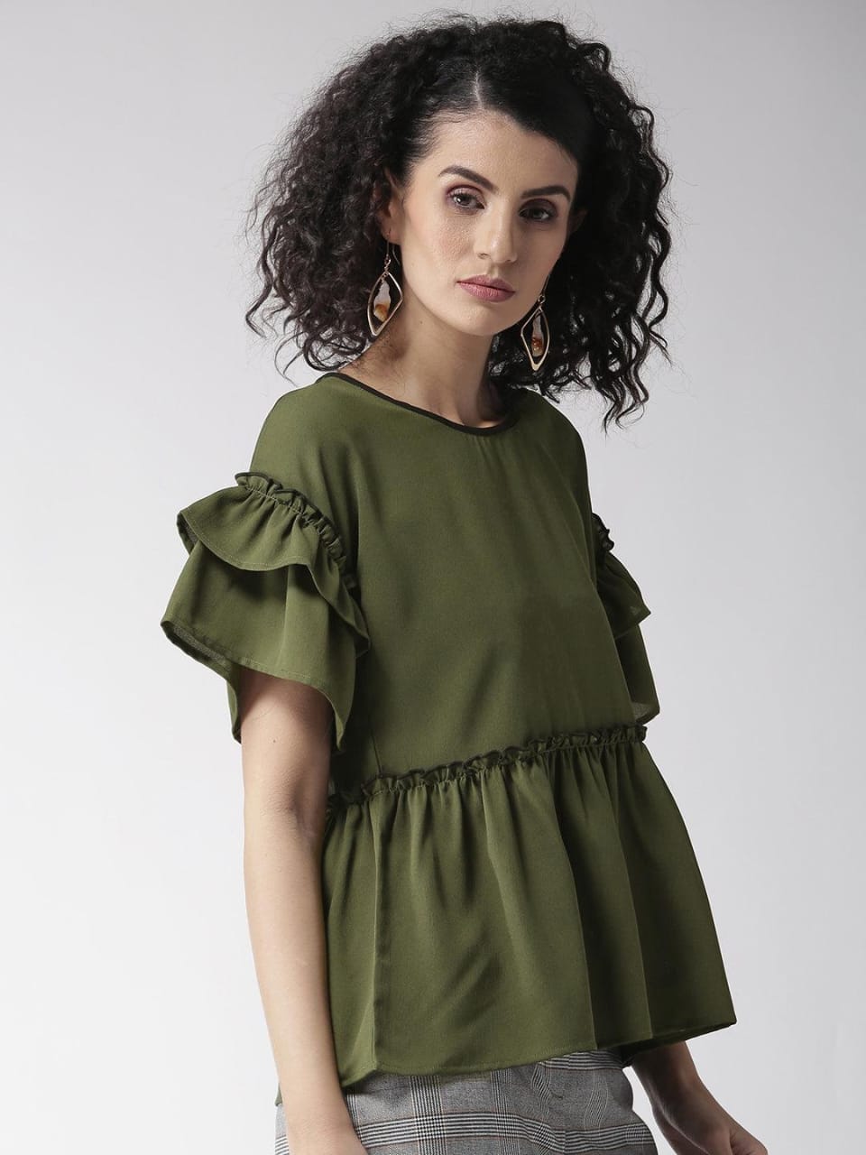 Style Quotient Olive Green A-Line Top