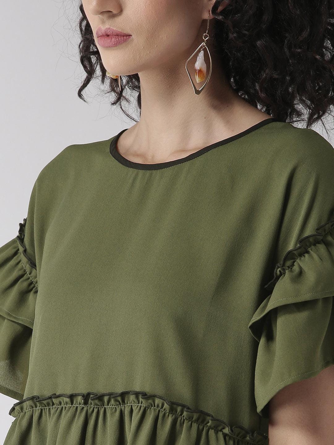 Style Quotient Olive Green A-Line Top