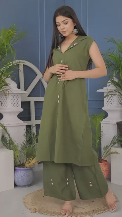 Pure Cotton Slub Fabric Kurta Pant Set.